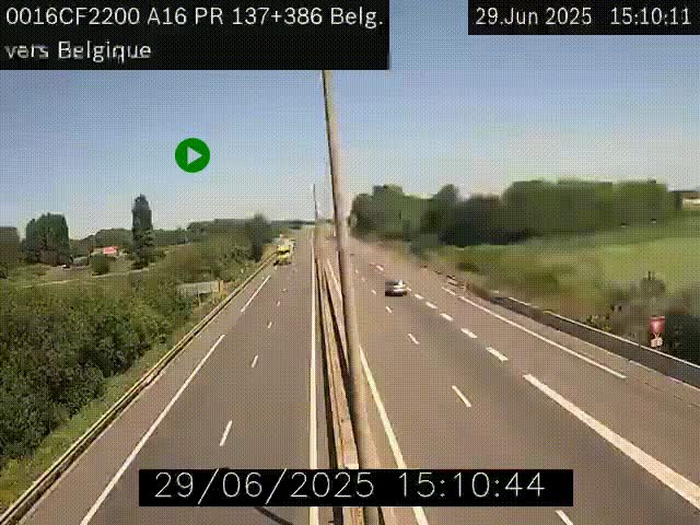 <h2>Webcam à la frontière franco-belge au niveau de Bray-Dunes/De-Panne sur l'autoroute A16. Vue orientée vers la Belgique</h2>