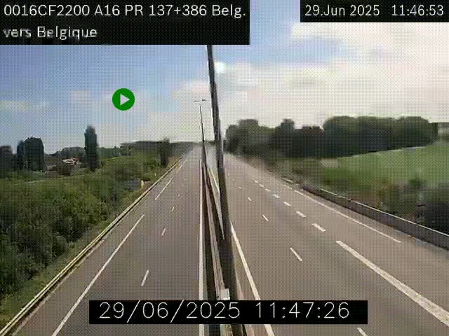 <h2>Webcam à la frontière franco-belge au niveau de Bray-Dunes/De-Panne sur l'autoroute A16. Vue orientée vers la Belgique</h2>