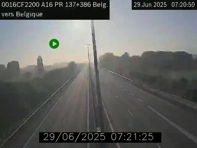 <h2>Webcam à la frontière franco-belge au niveau de Bray-Dunes/De-Panne sur l'autoroute A16. Vue orientée vers la Belgique</h2>