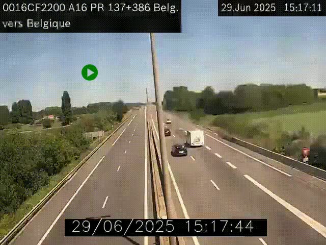 <h2>Webcam à la frontière franco-belge au niveau de Bray-Dunes/De-Panne sur l'autoroute A16. Vue orientée vers la Belgique</h2>