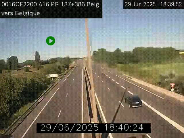 <h2>Webcam à la frontière franco-belge au niveau de Bray-Dunes/De-Panne sur l'autoroute A16. Vue orientée vers la Belgique</h2>