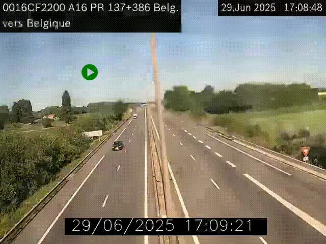 <h2>Webcam à la frontière franco-belge au niveau de Bray-Dunes/De-Panne sur l'autoroute A16. Vue orientée vers la Belgique</h2>