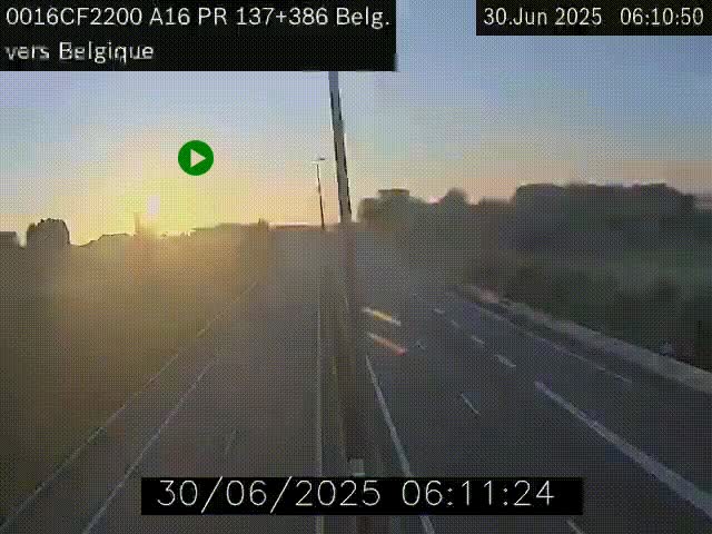<h2>Webcam à la frontière franco-belge au niveau de Bray-Dunes/De-Panne sur l'autoroute A16. Vue orientée vers la Belgique</h2>