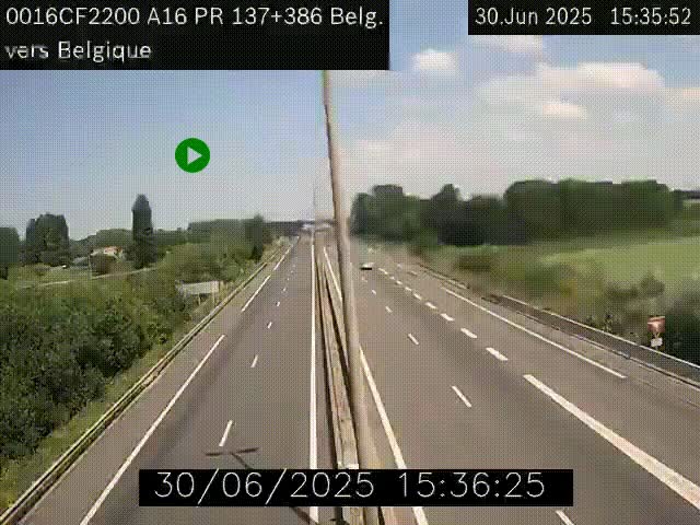 <h2>Webcam à la frontière franco-belge au niveau de Bray-Dunes/De-Panne sur l'autoroute A16. Vue orientée vers la Belgique</h2>