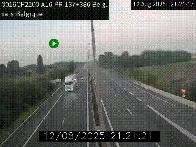 <h2>Webcam à la frontière franco-belge au niveau de Bray-Dunes/De-Panne sur l'autoroute A16. Vue orientée vers la Belgique</h2>