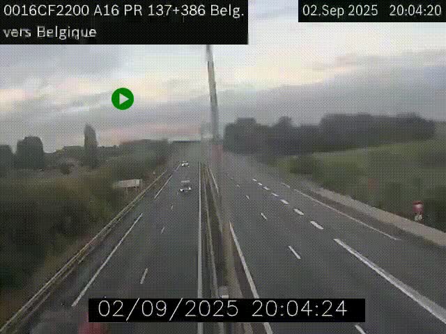 <h2>Webcam à la frontière franco-belge au niveau de Bray-Dunes/De-Panne sur l'autoroute A16. Vue orientée vers la Belgique</h2>