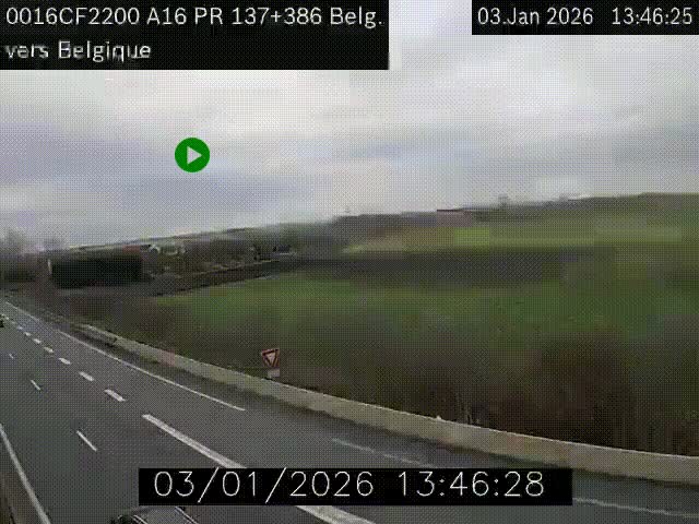 <h2>Webcam à la frontière franco-belge au niveau de Bray-Dunes/De-Panne sur l'autoroute A16. Vue orientée vers la Belgique</h2>