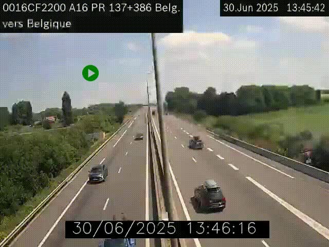 <h2>Webcam à la frontière franco-belge au niveau de Bray-Dunes/De-Panne sur l'autoroute A16. Vue orientée vers la Belgique</h2>