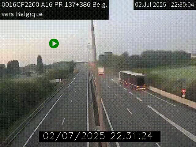 <h2>Webcam à la frontière franco-belge au niveau de Bray-Dunes/De-Panne sur l'autoroute A16. Vue orientée vers la Belgique</h2>
