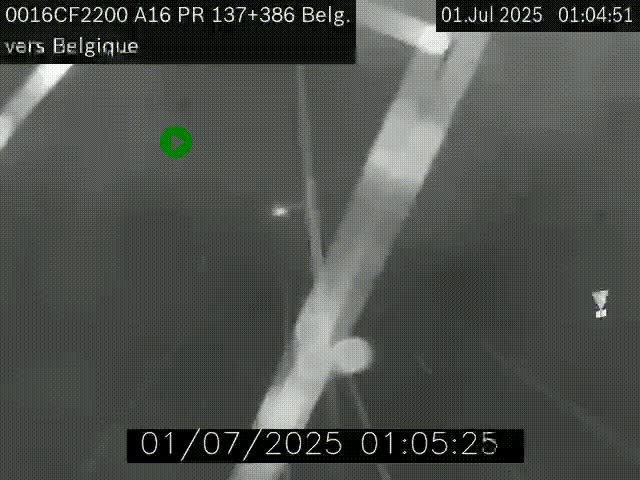 <h2>Webcam à la frontière franco-belge au niveau de Bray-Dunes/De-Panne sur l'autoroute A16. Vue orientée vers la Belgique</h2>