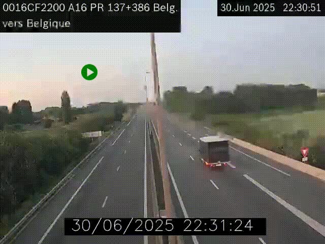 <h2>Webcam à la frontière franco-belge au niveau de Bray-Dunes/De-Panne sur l'autoroute A16. Vue orientée vers la Belgique</h2>
