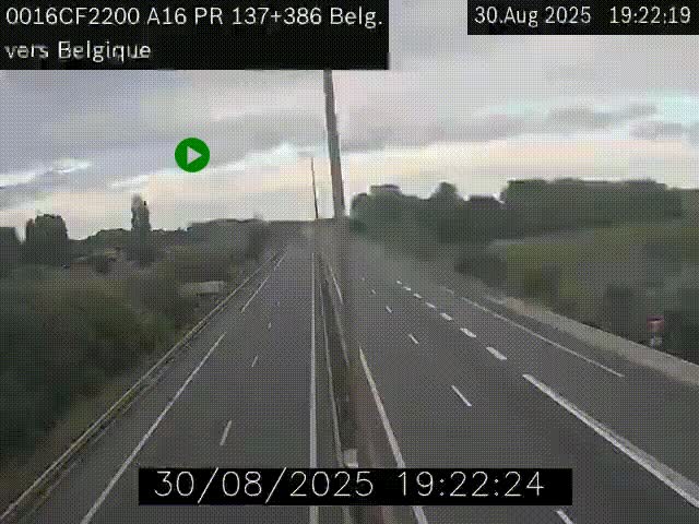 <h2>Webcam à la frontière franco-belge au niveau de Bray-Dunes/De-Panne sur l'autoroute A16. Vue orientée vers la Belgique</h2>