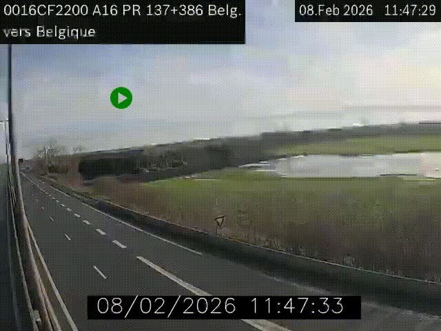<h2>Webcam à la frontière franco-belge au niveau de Bray-Dunes/De-Panne sur l'autoroute A16. Vue orientée vers la Belgique</h2>