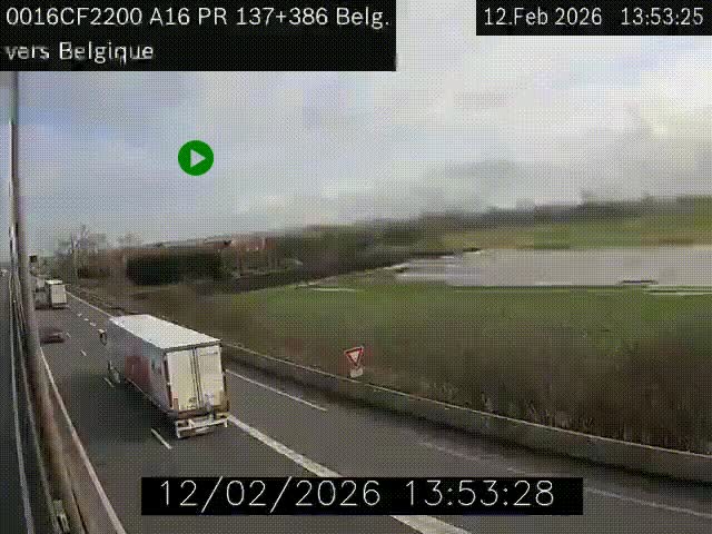 <h2>Webcam à la frontière franco-belge au niveau de Bray-Dunes/De-Panne sur l'autoroute A16. Vue orientée vers la Belgique</h2>