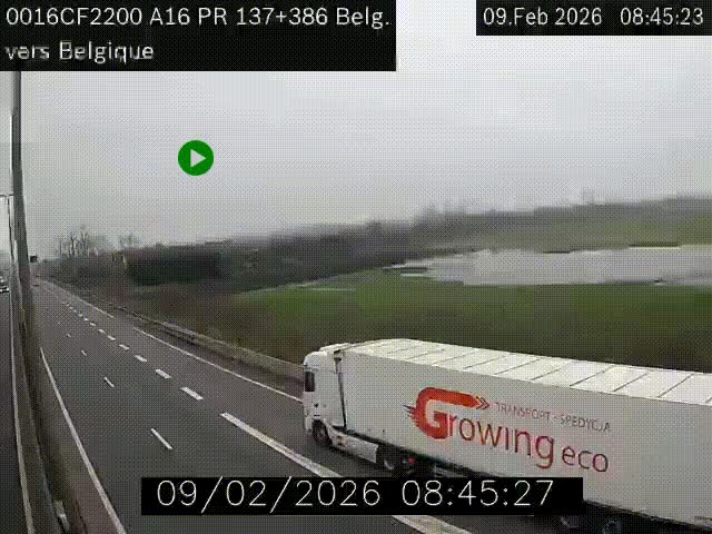 <h2>Webcam à la frontière franco-belge au niveau de Bray-Dunes/De-Panne sur l'autoroute A16. Vue orientée vers la Belgique</h2>