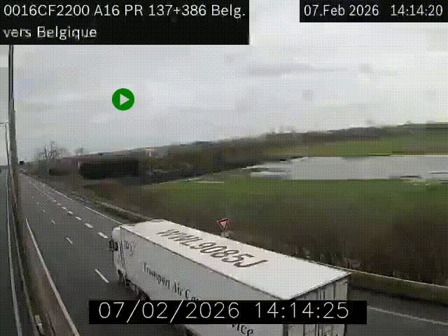 <h2>Webcam à la frontière franco-belge au niveau de Bray-Dunes/De-Panne sur l'autoroute A16. Vue orientée vers la Belgique</h2>