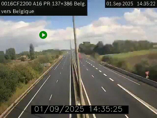 <h2>Webcam à la frontière franco-belge au niveau de Bray-Dunes/De-Panne sur l'autoroute A16. Vue orientée vers la Belgique</h2>
