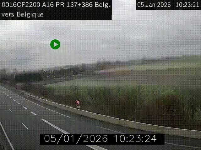 <h2>Webcam à la frontière franco-belge au niveau de Bray-Dunes/De-Panne sur l'autoroute A16. Vue orientée vers la Belgique</h2>