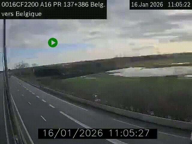 <h2>Webcam à la frontière franco-belge au niveau de Bray-Dunes/De-Panne sur l'autoroute A16. Vue orientée vers la Belgique</h2>