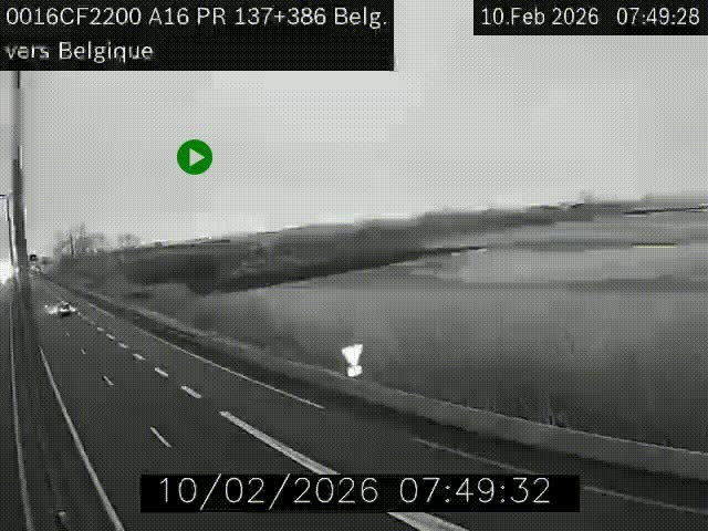 <h2>Webcam à la frontière franco-belge au niveau de Bray-Dunes/De-Panne sur l'autoroute A16. Vue orientée vers la Belgique</h2>