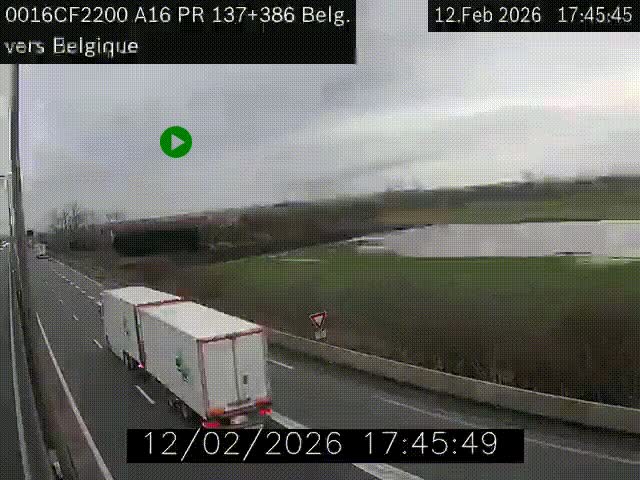 <h2>Webcam à la frontière franco-belge au niveau de Bray-Dunes/De-Panne sur l'autoroute A16. Vue orientée vers la Belgique</h2>