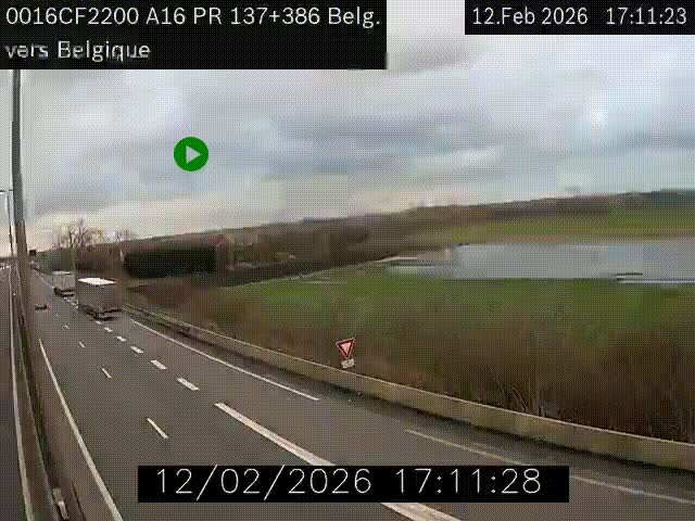 <h2>Webcam à la frontière franco-belge au niveau de Bray-Dunes/De-Panne sur l'autoroute A16. Vue orientée vers la Belgique</h2>