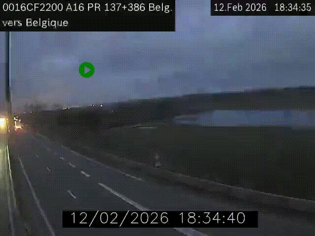 <h2>Webcam à la frontière franco-belge au niveau de Bray-Dunes/De-Panne sur l'autoroute A16. Vue orientée vers la Belgique</h2>