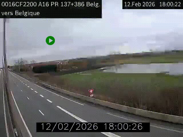 <h2>Webcam à la frontière franco-belge au niveau de Bray-Dunes/De-Panne sur l'autoroute A16. Vue orientée vers la Belgique</h2>