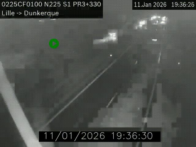 <h2>Webcam autoroute A25 (N225) à hauteur de Bergues (Bierne). Vue orientée vers Dunkerque.</h2>