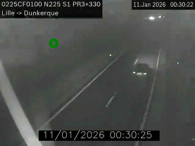 <h2>Webcam autoroute A25 (N225) à hauteur de Bergues (Bierne). Vue orientée vers Dunkerque.</h2>