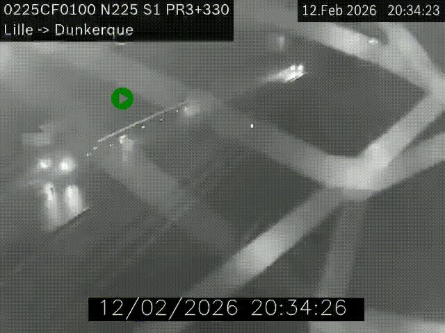 <h2>Webcam autoroute A25 (N225) à hauteur de Bergues (Bierne). Vue orientée vers Dunkerque.</h2>