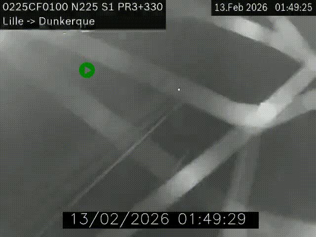 <h2>Webcam autoroute A25 (N225) à hauteur de Bergues (Bierne). Vue orientée vers Dunkerque.</h2>