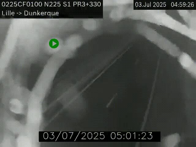<h2>Webcam autoroute A25 (N225) à hauteur de Bergues (Bierne). Vue orientée vers Dunkerque.</h2>