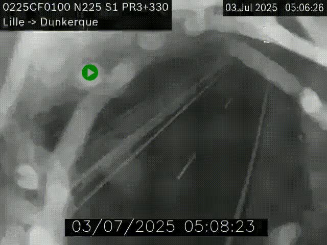 <h2>Webcam autoroute A25 (N225) à hauteur de Bergues (Bierne). Vue orientée vers Dunkerque.</h2>