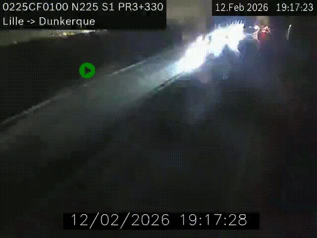 <h2>Webcam autoroute A25 (N225) à hauteur de Bergues (Bierne). Vue orientée vers Dunkerque.</h2>