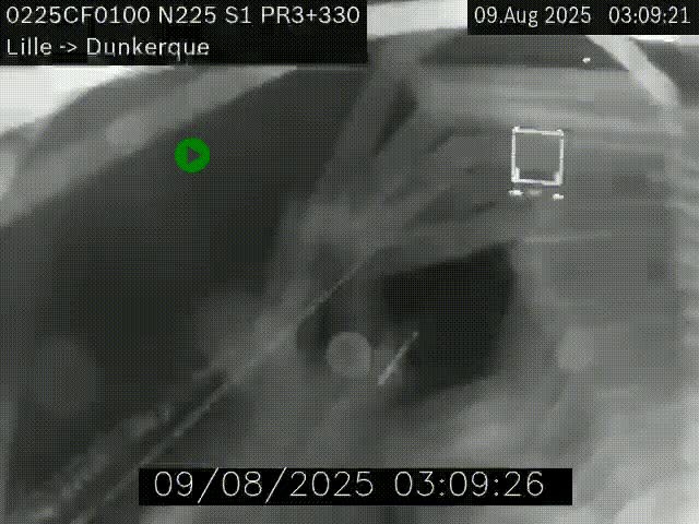 Webcam autoroute A25 (N225) à hauteur de Bergues (Bierne). Vue orientée vers Dunkerque.