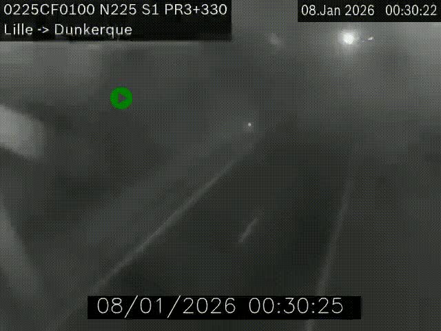 <h2>Webcam autoroute A25 (N225) à hauteur de Bergues (Bierne). Vue orientée vers Dunkerque.</h2>