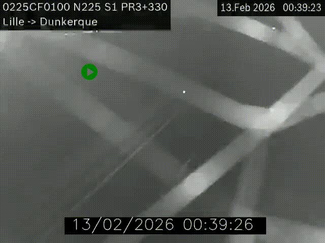 <h2>Webcam autoroute A25 (N225) à hauteur de Bergues (Bierne). Vue orientée vers Dunkerque.</h2>