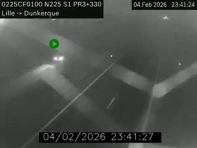 <h2>Webcam autoroute A25 (N225) à hauteur de Bergues (Bierne). Vue orientée vers Dunkerque.</h2>