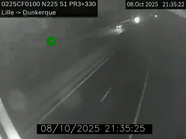 <h2>Webcam autoroute A25 (N225) à hauteur de Bergues (Bierne). Vue orientée vers Dunkerque.</h2>