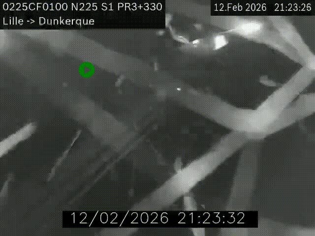 <h2>Webcam autoroute A25 (N225) à hauteur de Bergues (Bierne). Vue orientée vers Dunkerque.</h2>