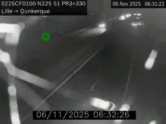 Webcam autoroute A25 (N225) à hauteur de Bergues (Bierne). Vue orientée vers Dunkerque.