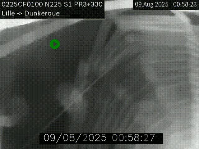 Webcam autoroute A25 (N225) à hauteur de Bergues (Bierne). Vue orientée vers Dunkerque.