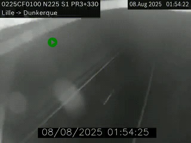 Webcam autoroute A25 (N225) à hauteur de Bergues (Bierne). Vue orientée vers Dunkerque.