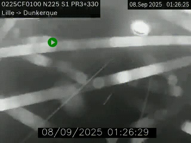 <h2>Webcam autoroute A25 (N225) à hauteur de Bergues (Bierne). Vue orientée vers Dunkerque.</h2>