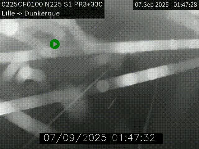 <h2>Webcam autoroute A25 (N225) à hauteur de Bergues (Bierne). Vue orientée vers Dunkerque.</h2>