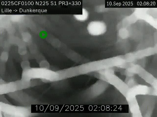 <h2>Webcam autoroute A25 (N225) à hauteur de Bergues (Bierne). Vue orientée vers Dunkerque.</h2>