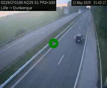 <h2>Webcam autoroute A25 (N225) à hauteur de Bergues (Bierne). Vue orientée vers Dunkerque.</h2>