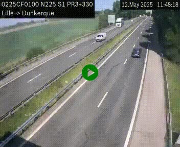 <h2>Webcam autoroute A25 (N225) à hauteur de Bergues (Bierne). Vue orientée vers Dunkerque.</h2>
