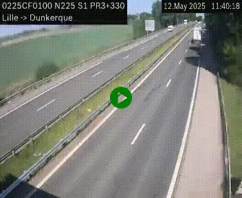<h2>Webcam autoroute A25 (N225) à hauteur de Bergues (Bierne). Vue orientée vers Dunkerque.</h2>